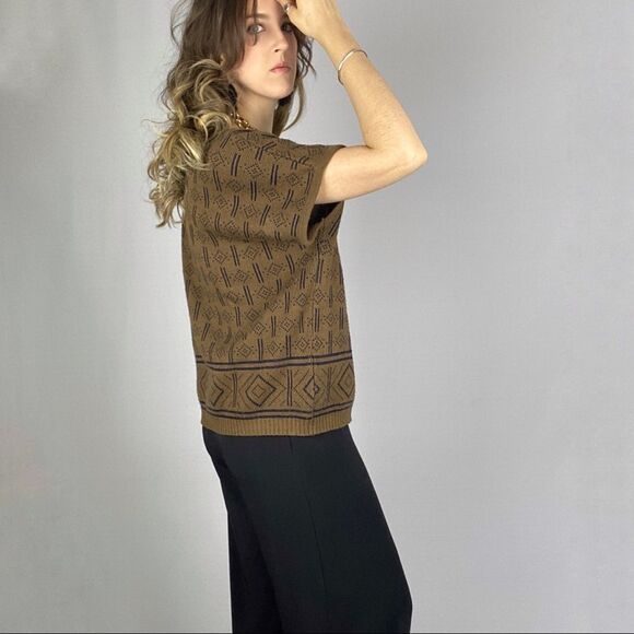 Vintage boxy knit top. Brown black - Picture 8 of 12